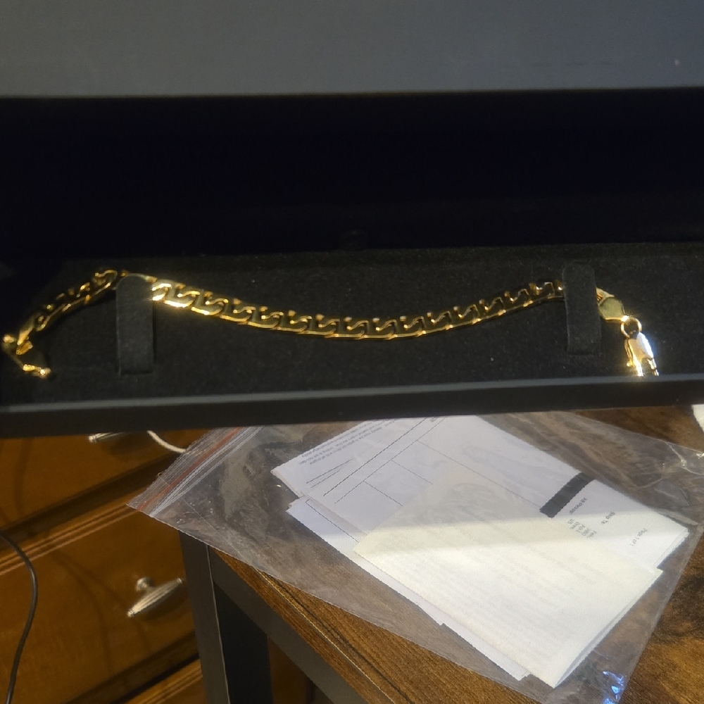 Zales Flat Mariner Chain Gold Link Bracelet MENS